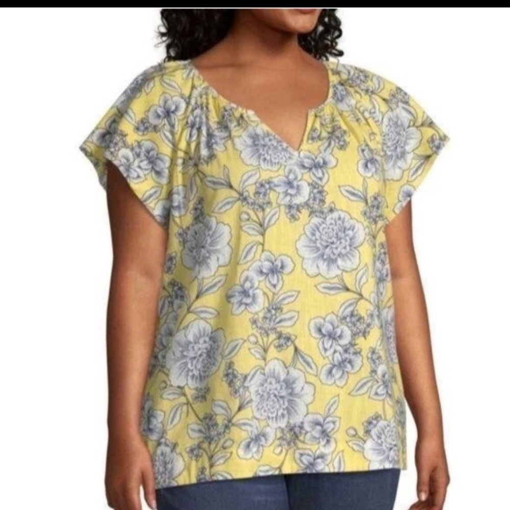 St. John's Bay Floral V-Neck Blouse - size XXL